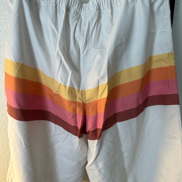 Well Dressed Wolf Wildling Men’s Swim Trunks Sunset Stripe Vanilla - Picture 5 of 6